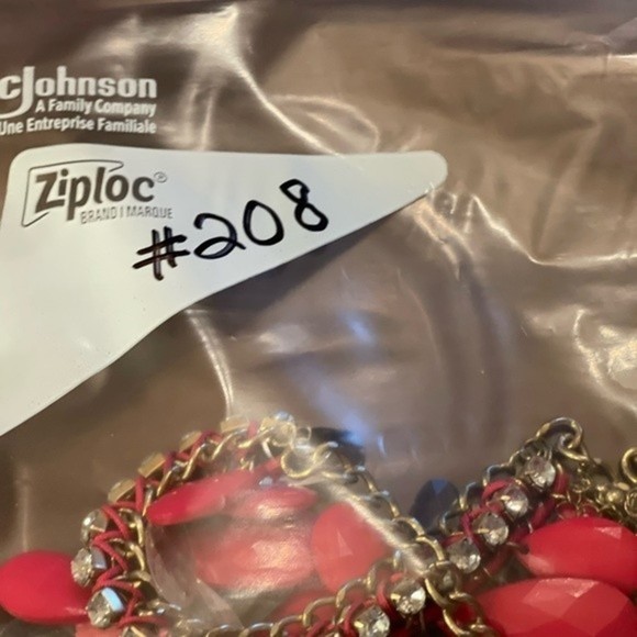 Red Teardrop Rhinestone Statement Necklace # 208 - Picture 4 of 4